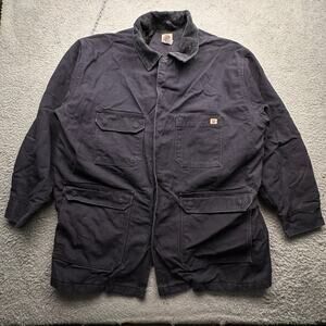 Red Kap Duck Canvas Chore Coat Jacket Mens XXL Navy Blue Quilt Lined Pockets